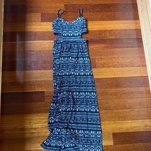 Blue and White Maxi Dress - Forever 21